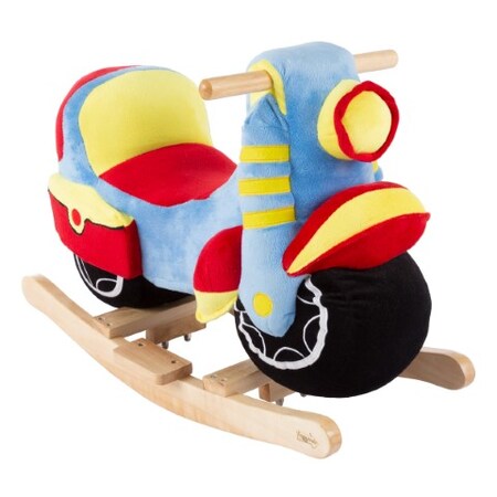 Toy Time Rocking Motorcycle Toy Plush Stuffed Ride On Wooden Rocker and Handles, for Boys, Girls, Toddlers 198567OGJ